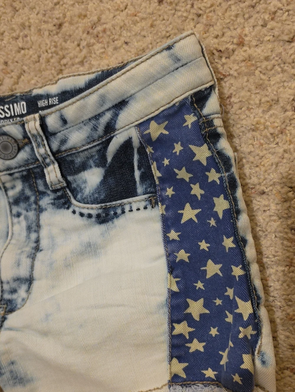 Mossimo Supply Co. High-Rise Acid Wash Denim Shorts in Red, White And Blue